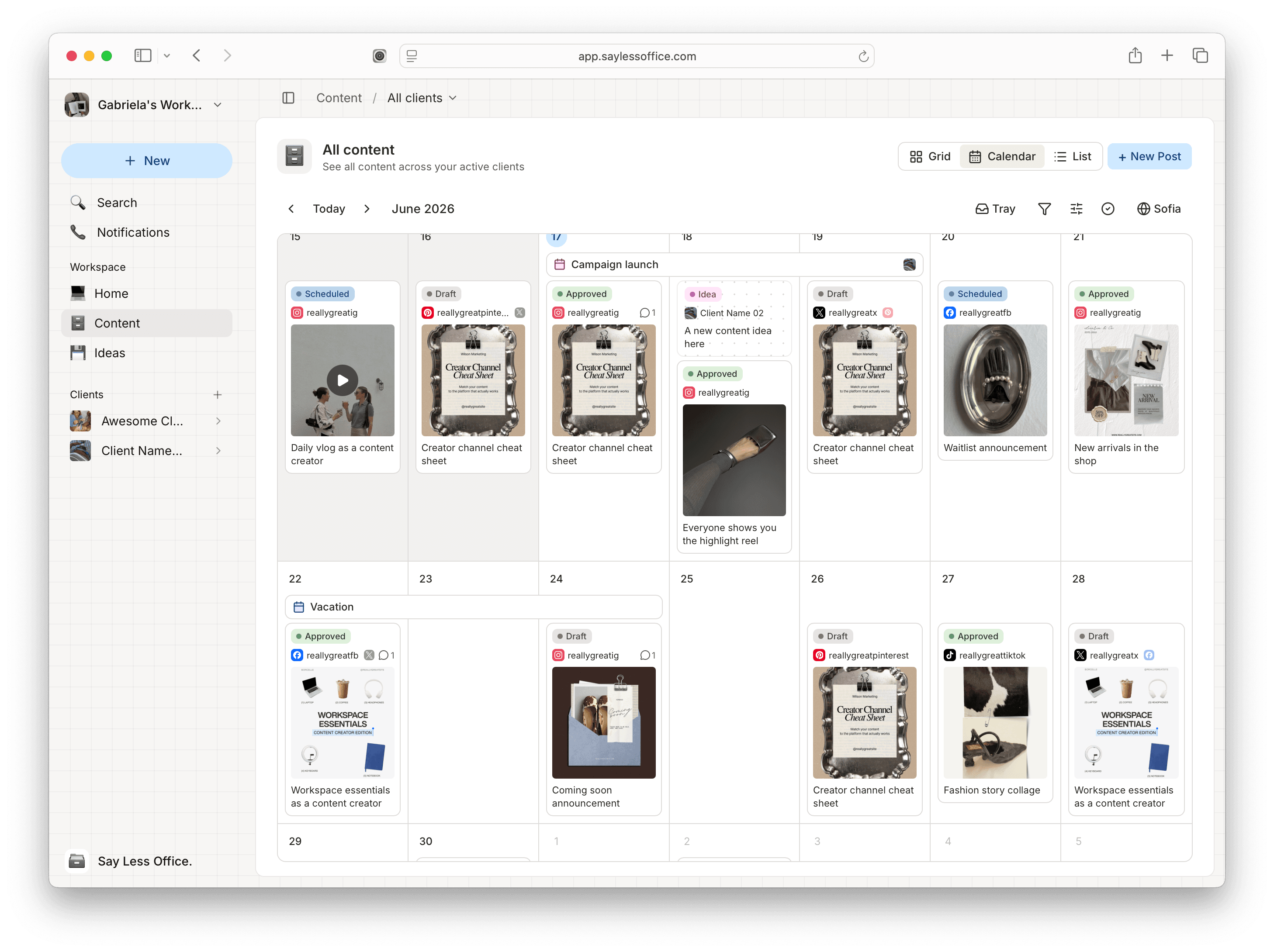 Calendar view